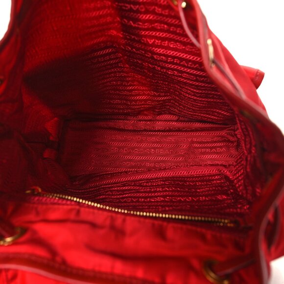 Prada Tessuto Nylon Small Backpack Rosso Shoulder Bag Red - Picture 7 of 7